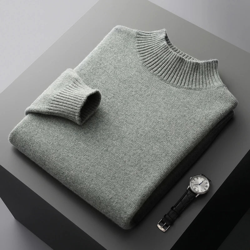 Elegante jersey de cuello alto de lana merino