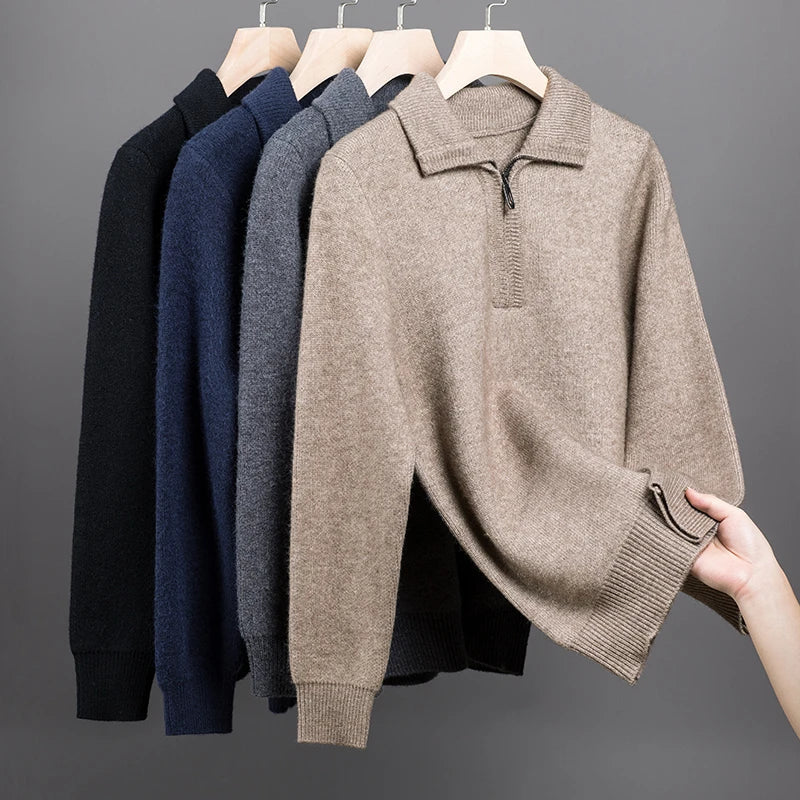 Jersey elegante de cachemira con cremallera