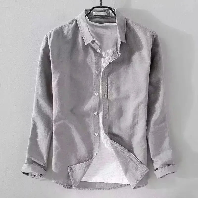 Camisa casual de algodón y lino