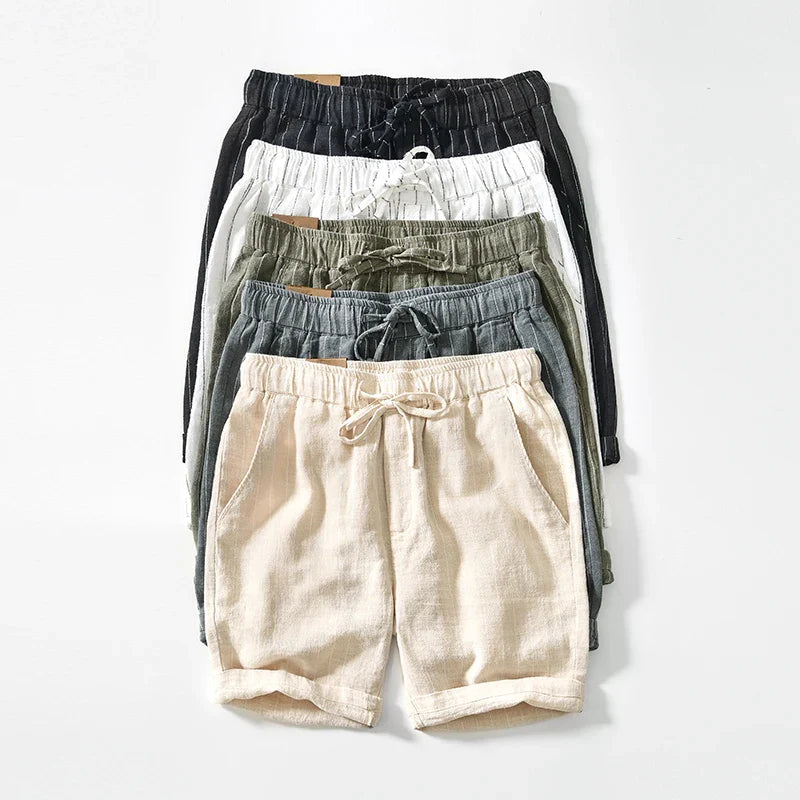 Pantalones cortos elegantes de algodón y lino