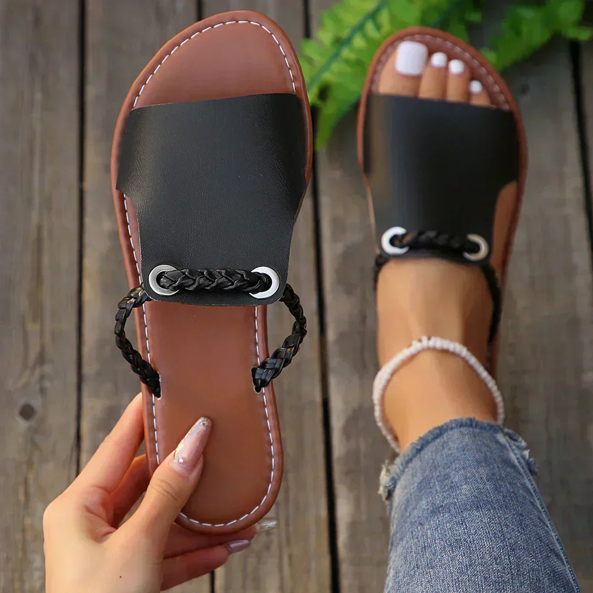 Sandalias Tejidas Sin Talón