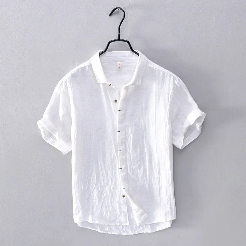 Elegante camisa de lino de estilo japonés