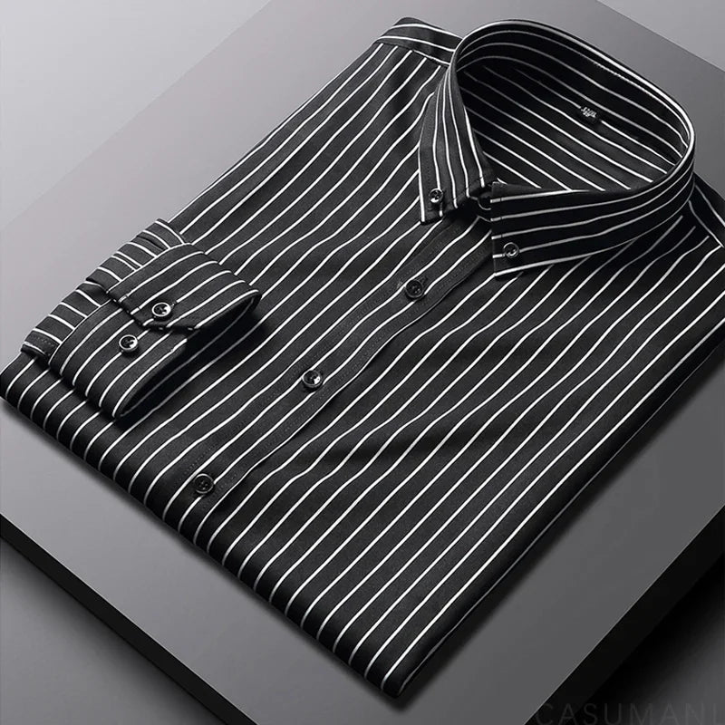 Givalli - Camisa casual a rayas para hombre