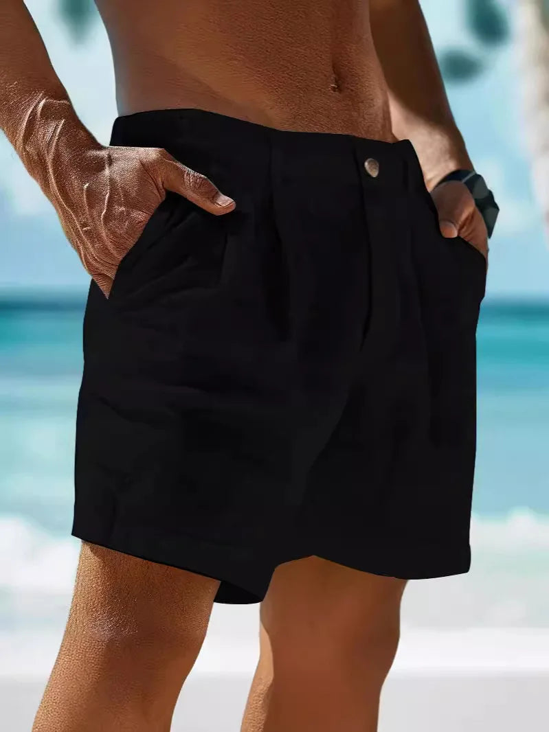 Pantalones cortos elegantes de algodón y lino