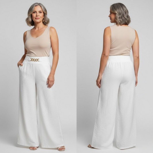 Évelyne™ — Pantalón ancho de tiro alto moldeador