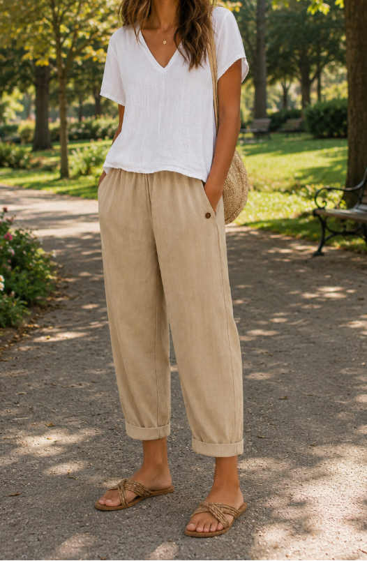 Maja Pantalón de Lino Fresco