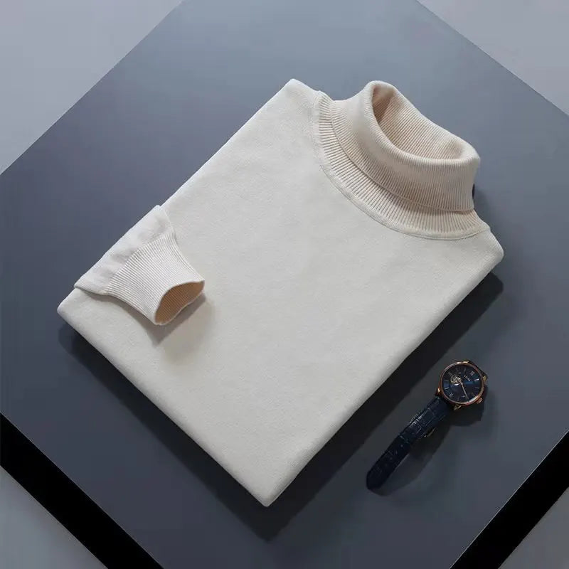 Elegante jersey de cuello alto de algodón