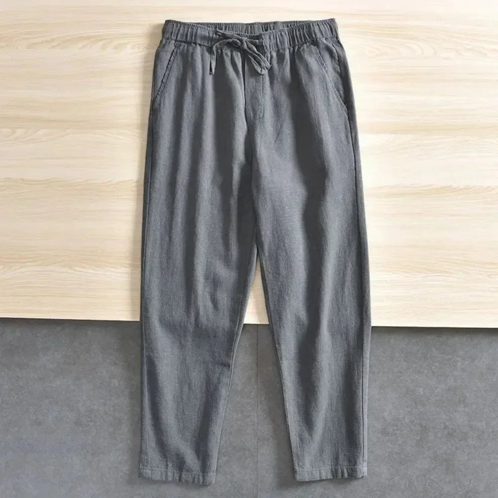 Pantalones informales de algodón y lino