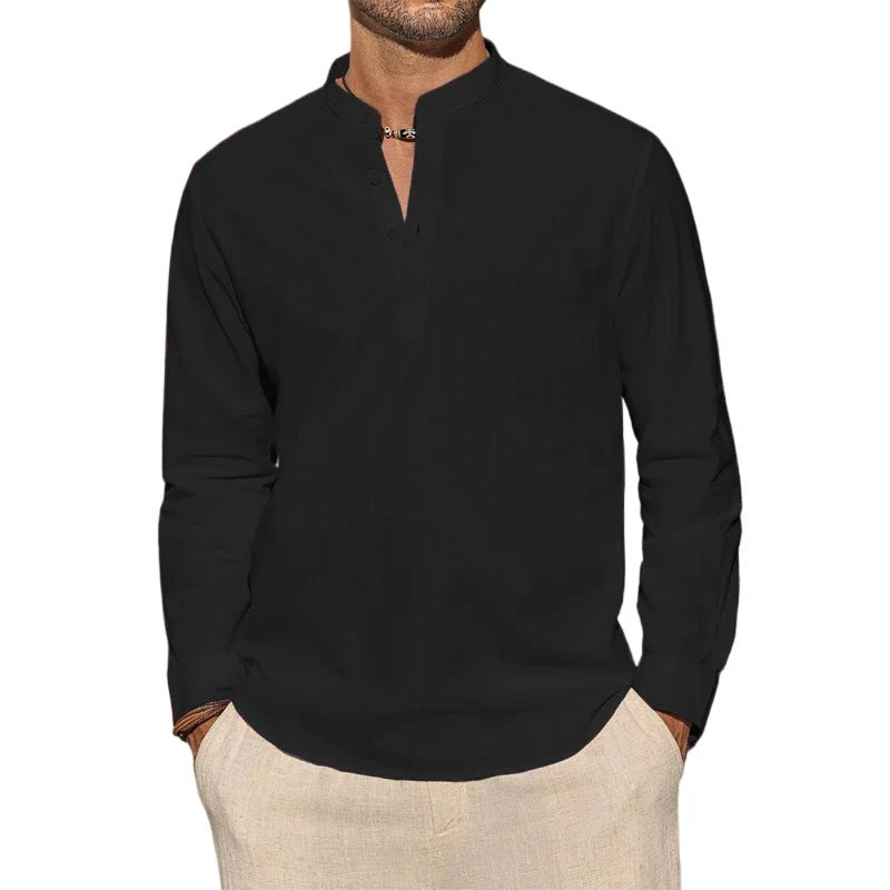 Elegante camiseta Henley de algodón