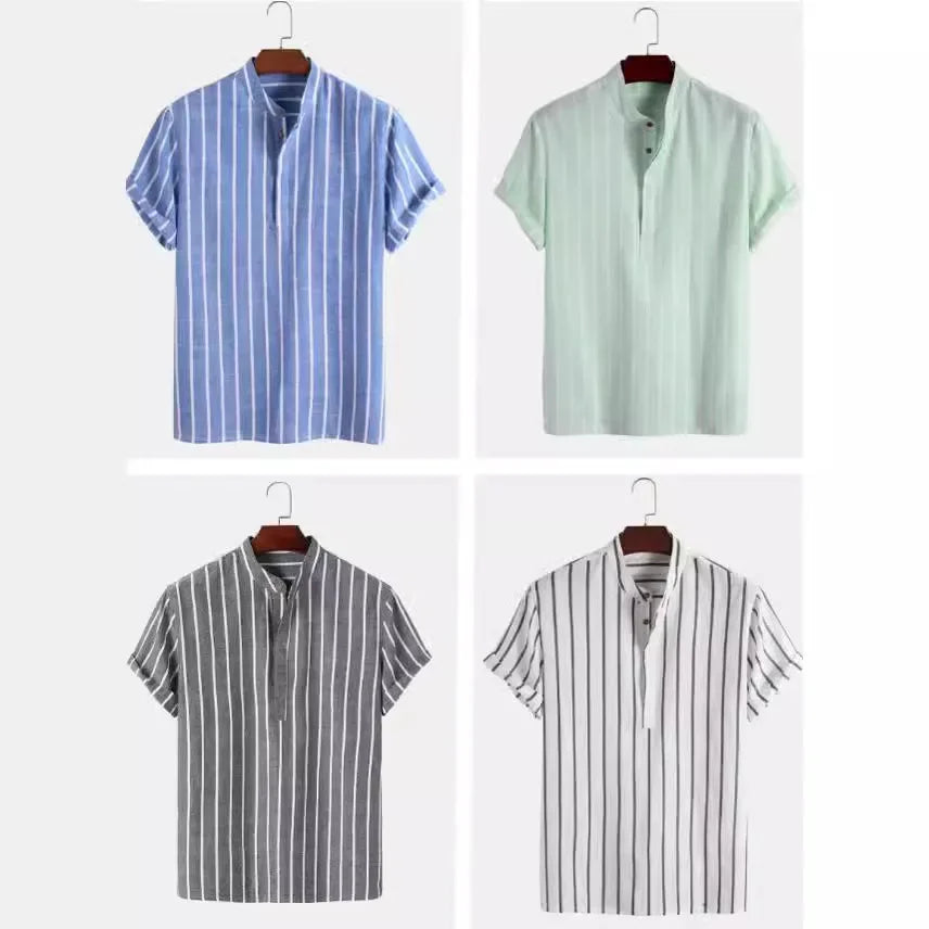 Elegante camisa de rayas de manga corta