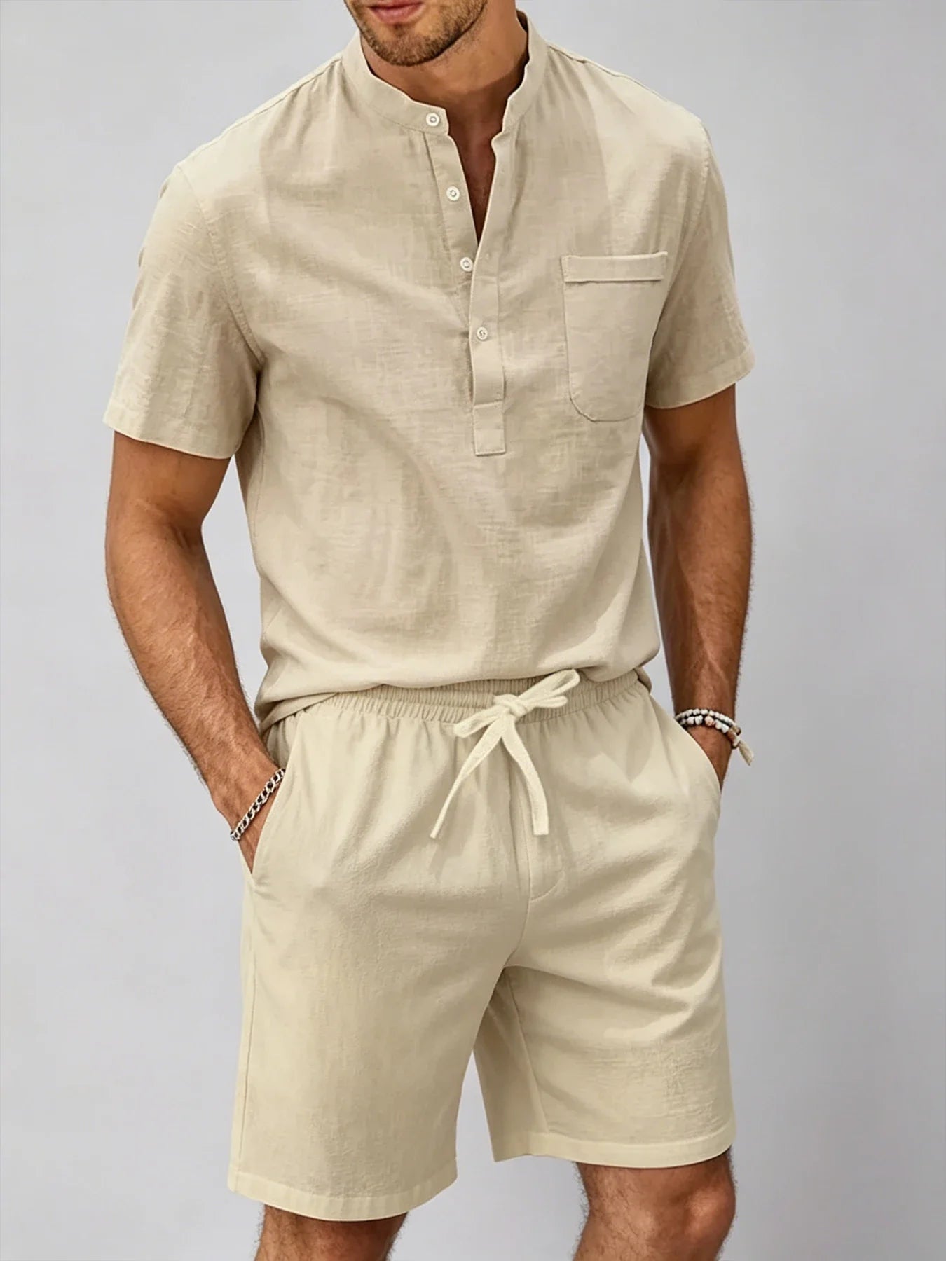 Elegante juego de ropa de cama de algodón y lino