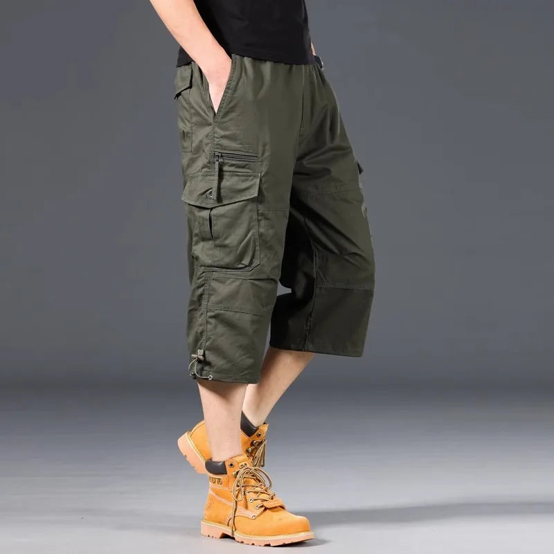 Pantalones cortos cargo largos de algodón
