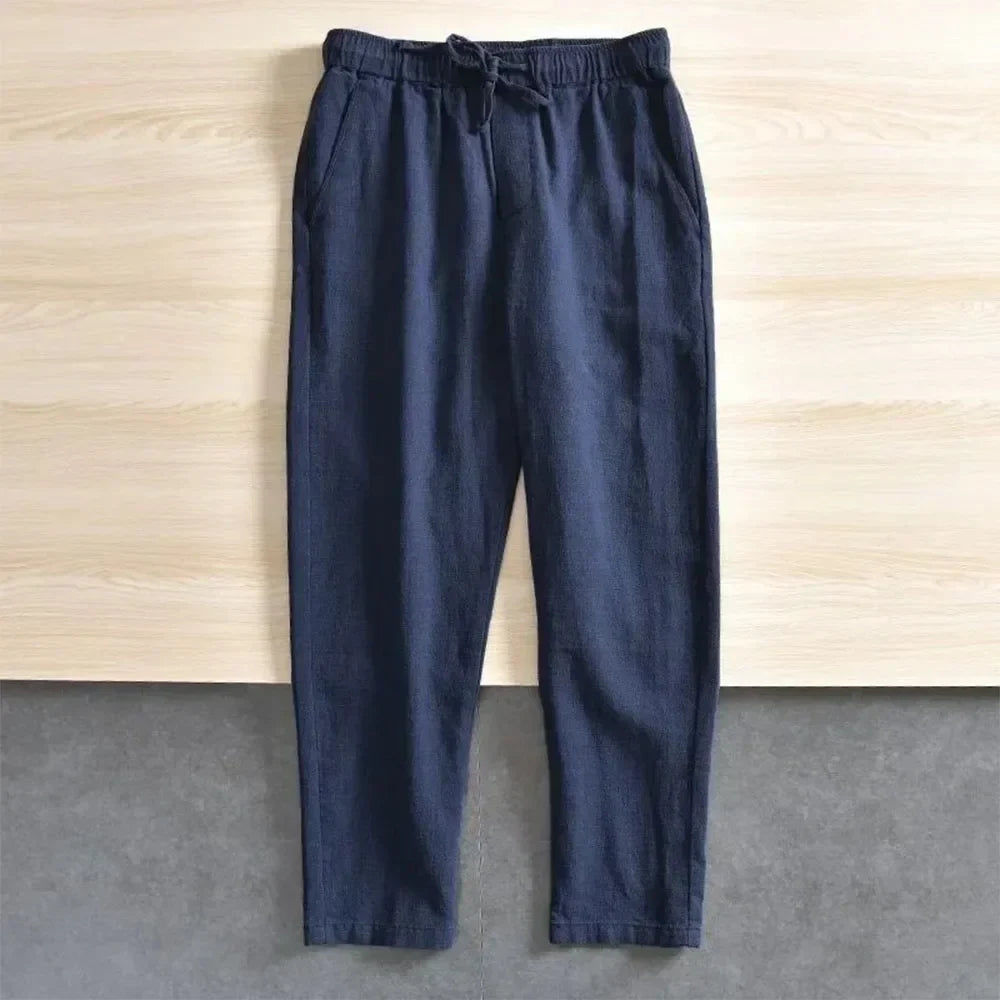 Pantalones informales de algodón y lino
