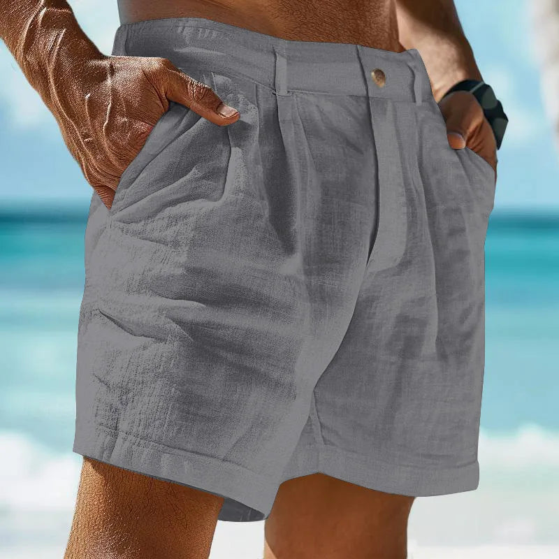Pantalones cortos elegantes de algodón y lino