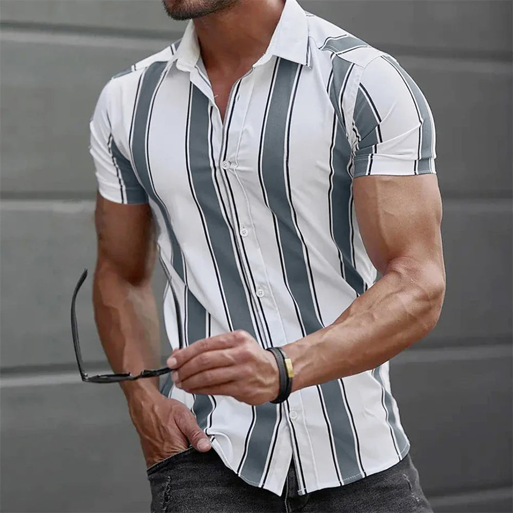 Camisa de verano de manga corta a rayas