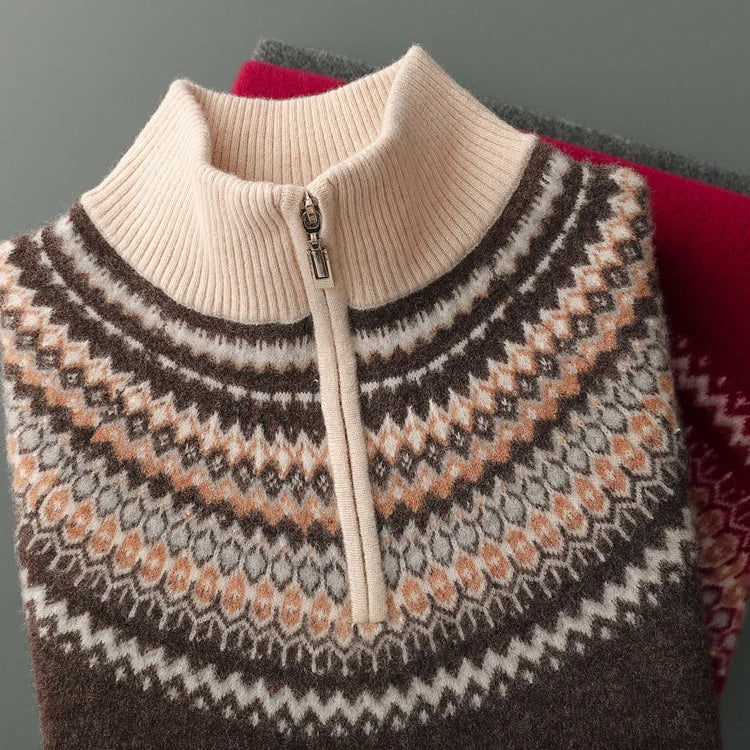 Elegante jersey de cachemira con cremallera