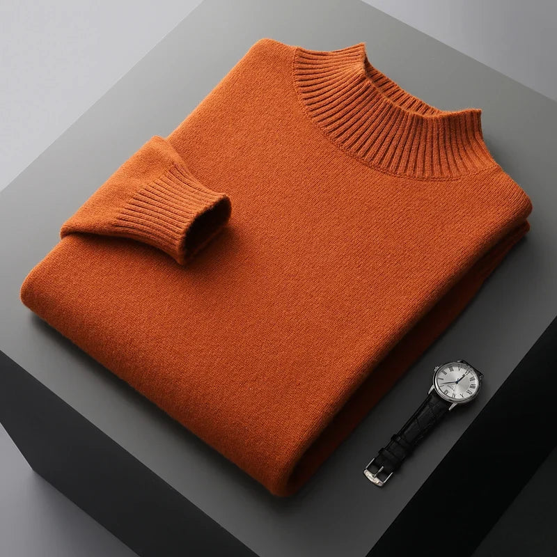 Elegante jersey de cuello alto de lana merino