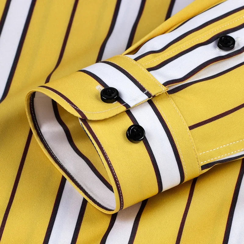 Givalli - Camisa casual a rayas para hombre