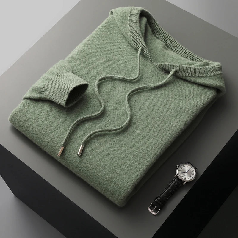 Elegante sudadera con capucha de lana australiana