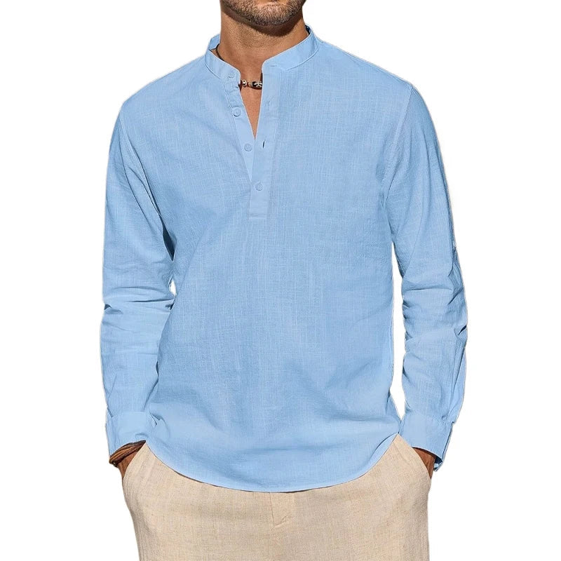 Elegante camiseta Henley de algodón