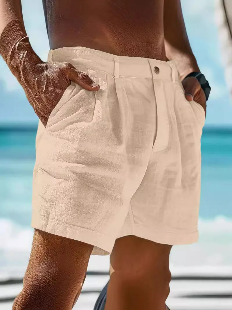 Pantalones cortos elegantes de algodón y lino