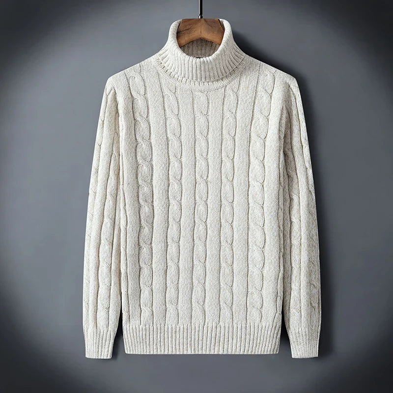 Elegante jersey de lana de cuello alto