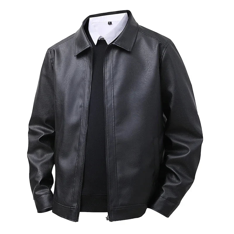 Elegante cazadora bomber de piel