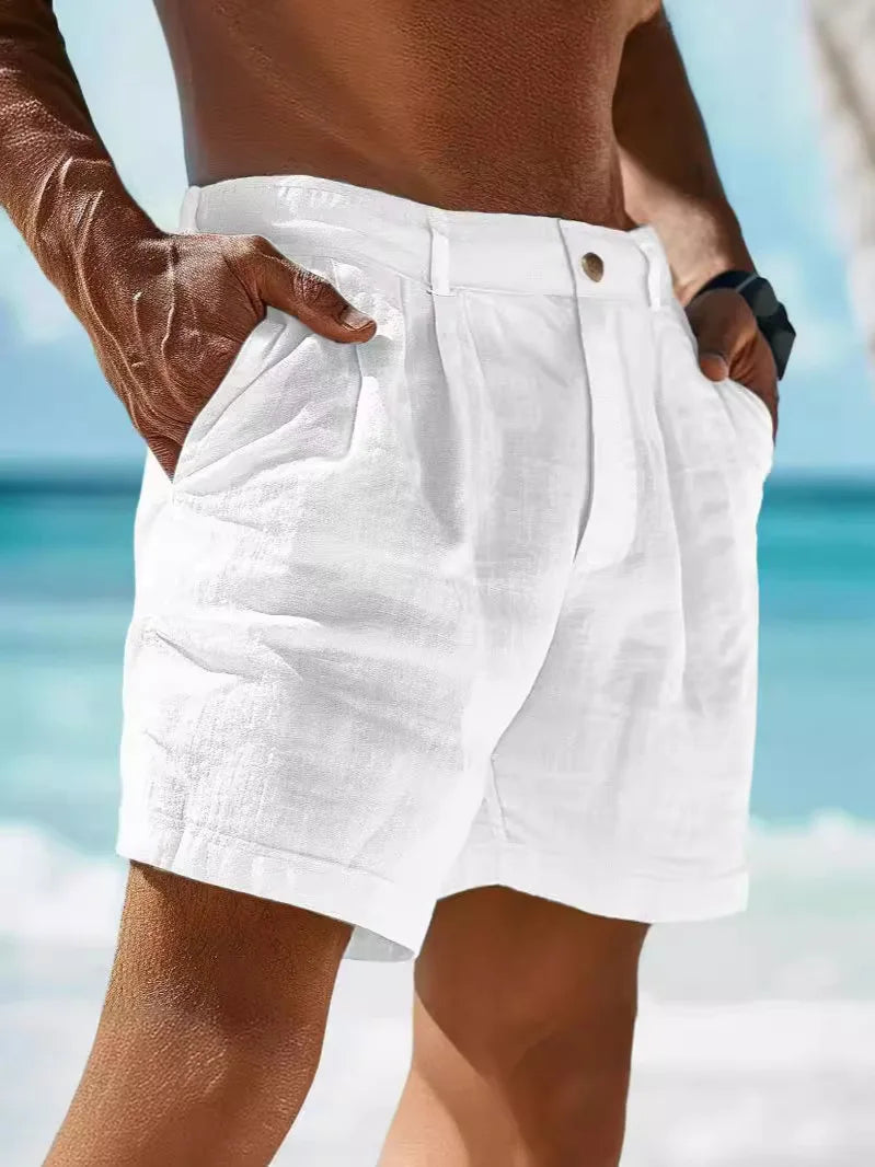 Pantalones cortos elegantes de algodón y lino