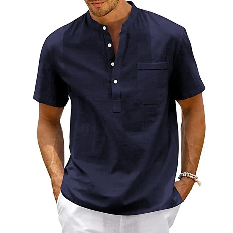 Elegante camisa de algodón de manga corta
