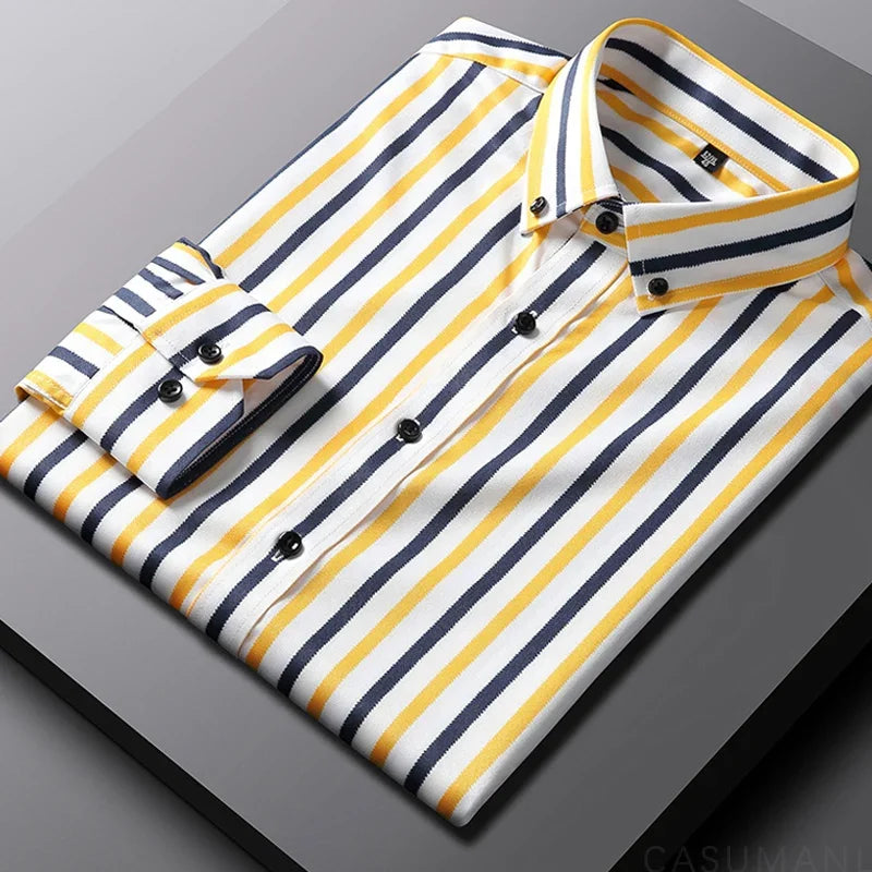 Givalli - Camisa casual a rayas para hombre
