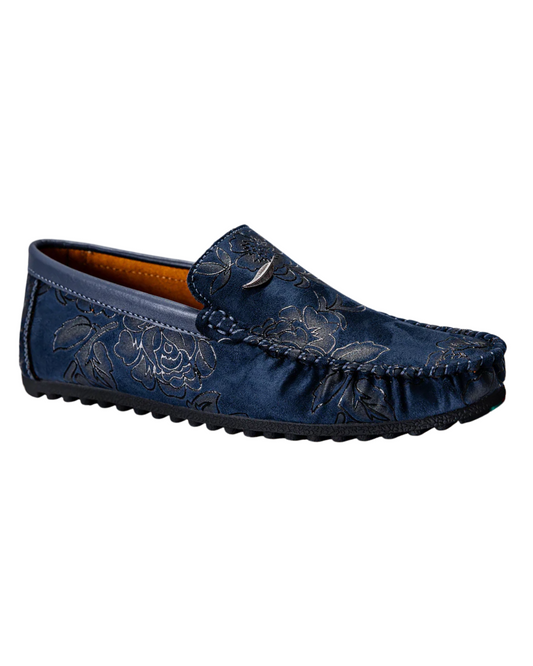 Mocasines florales de piel