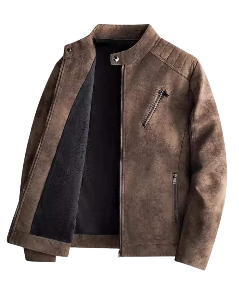 Elegante chaqueta de piel con forro polar
