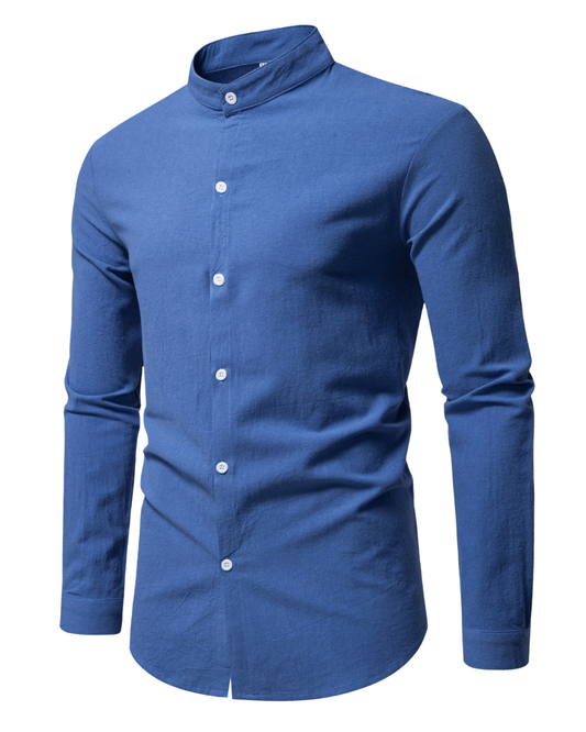 Camisa de algodón con cuello alto