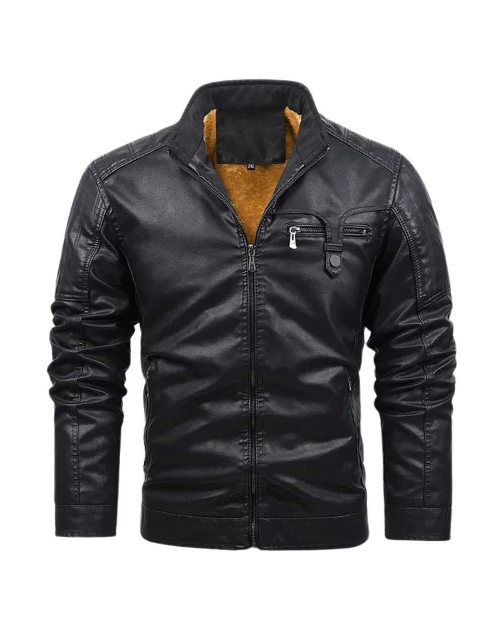 Chaqueta retro de piel con forro polar