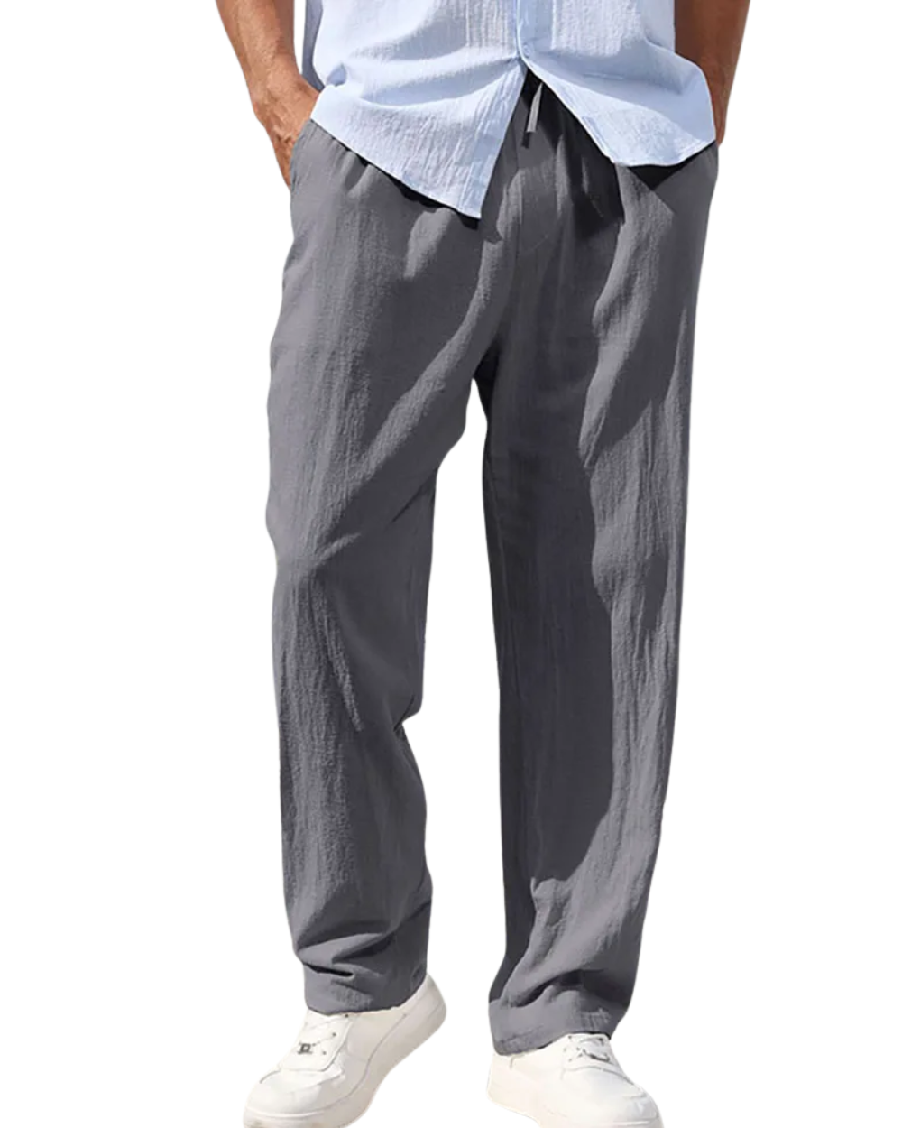 Pantalones informales de algodón y lino