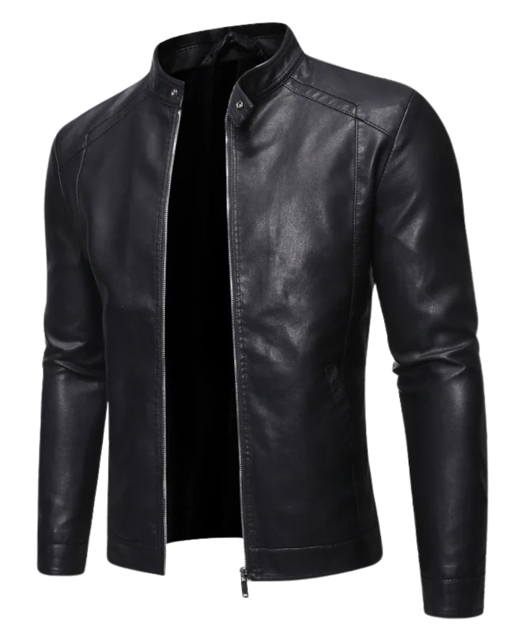 Chaqueta de piel con cuello alto