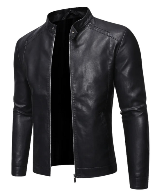 Chaqueta de piel con cuello alto