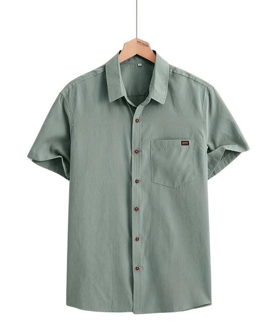 Camisa casual de algodón de manga corta