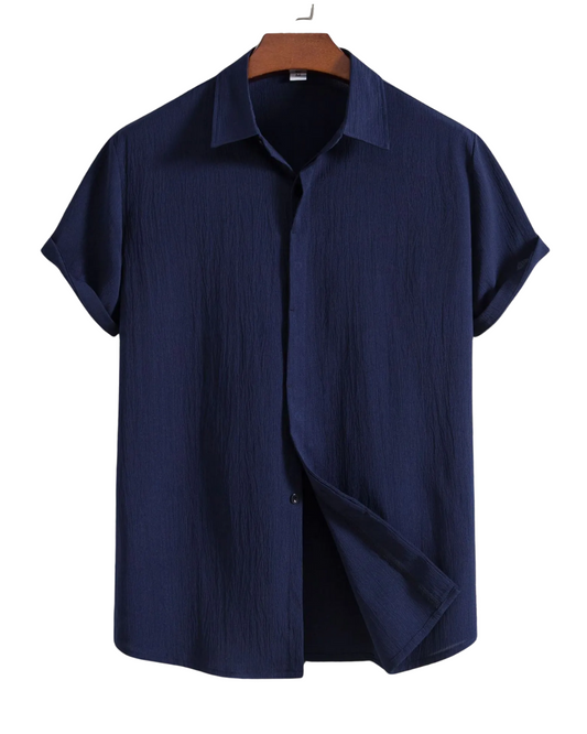 Camisa de manga corta de algodón y lino