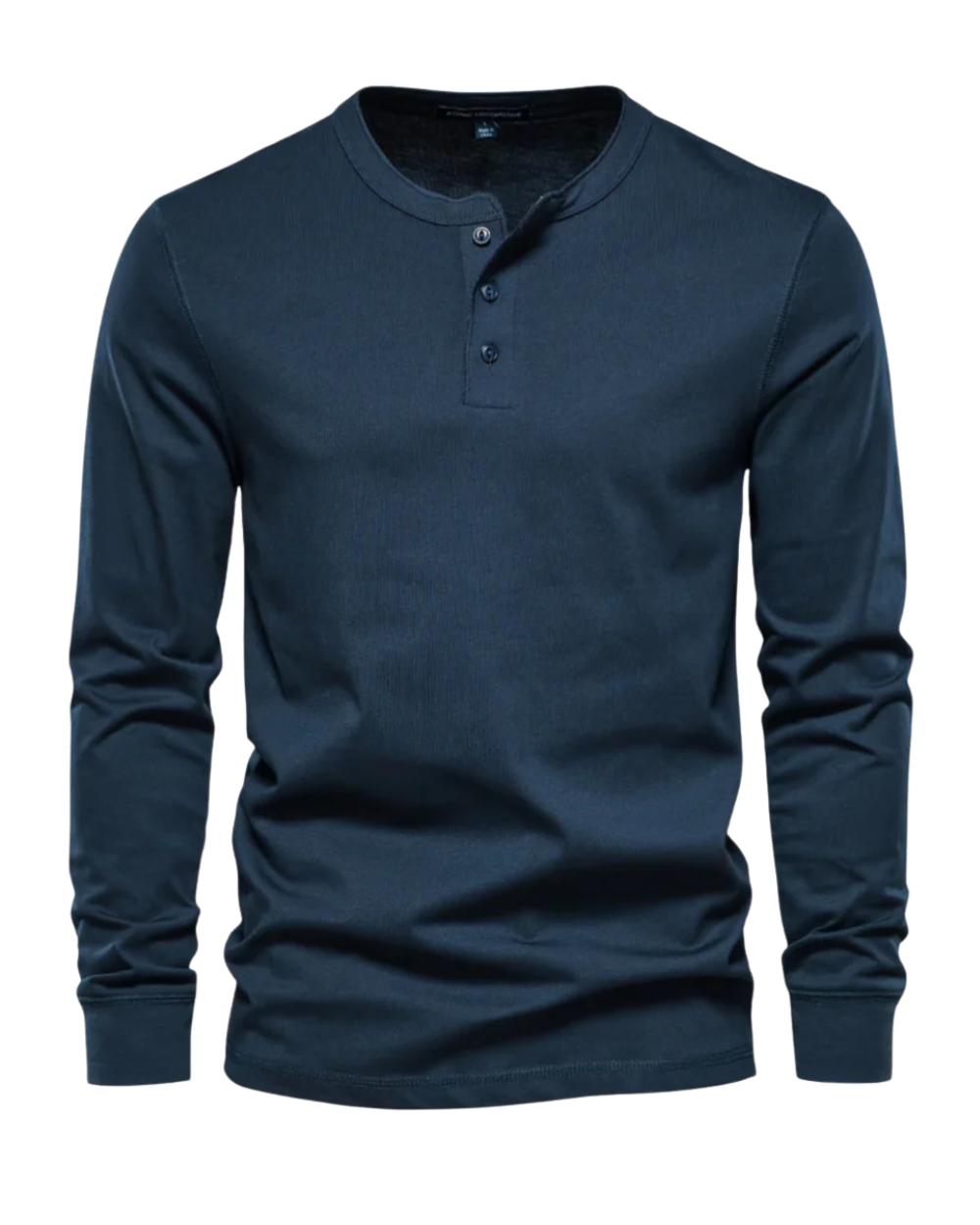 Elegante camiseta Henley de manga larga de algodón