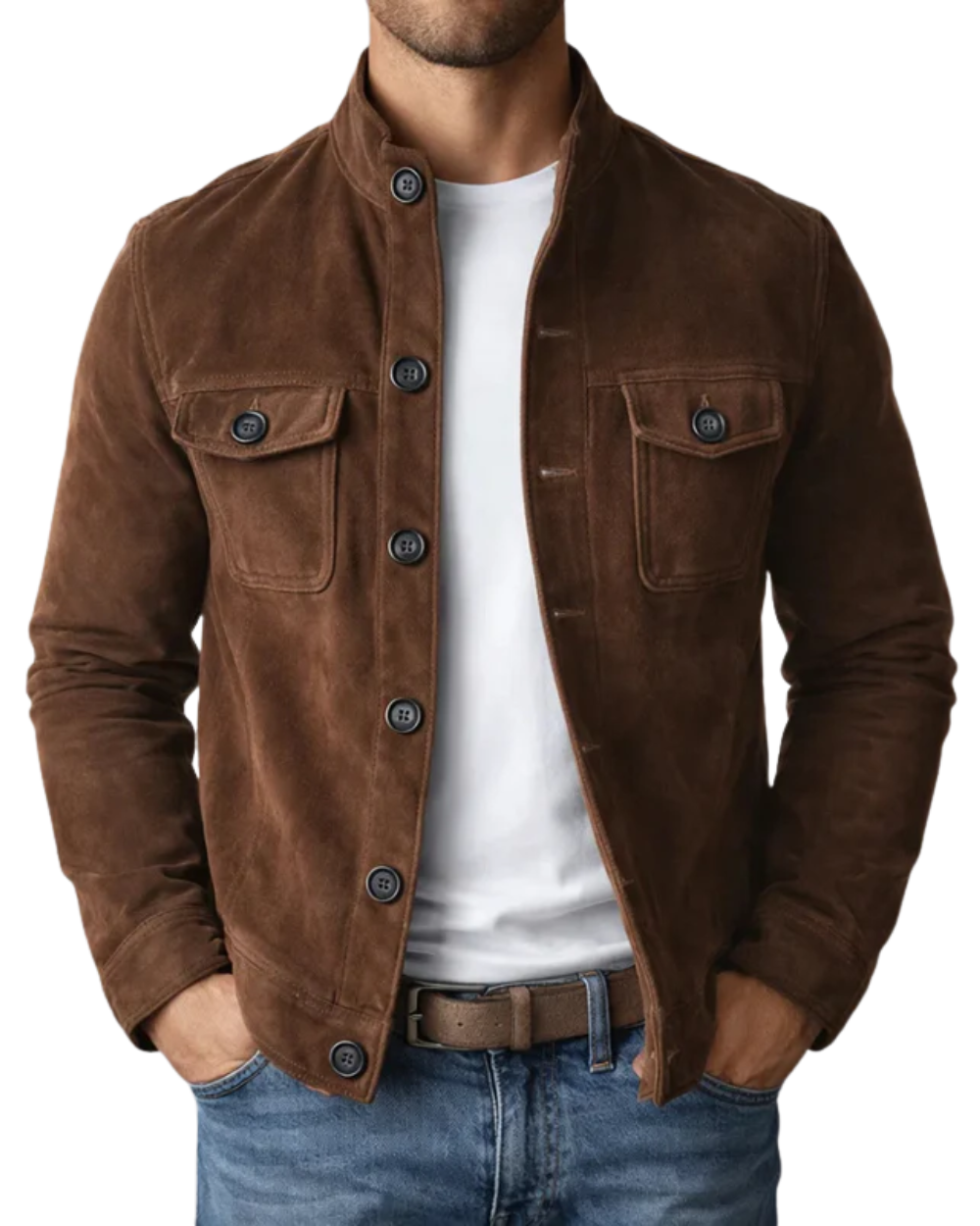Elegante chaqueta de ante
