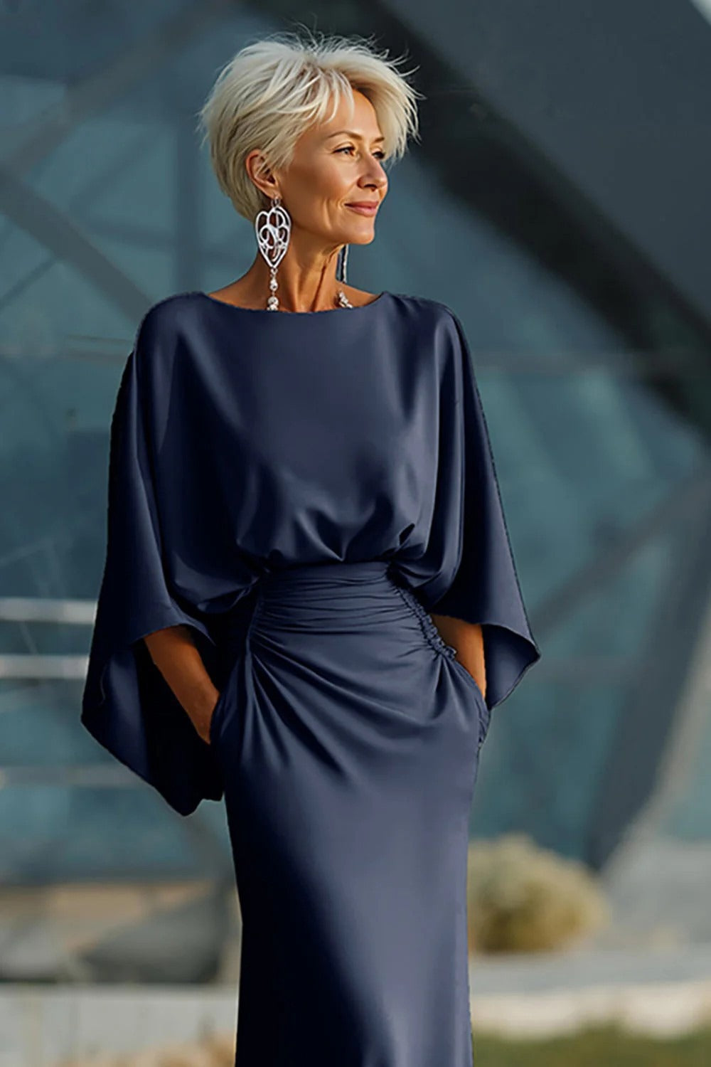Vestido elegante de espalda abierta en V