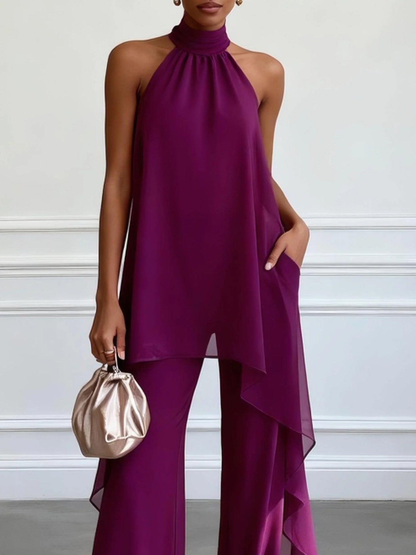 Conjunto halter fluido elegante