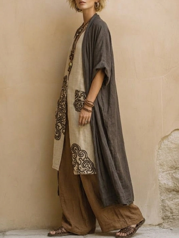 Conjunto bohemio de tres piezas con estampado tribal