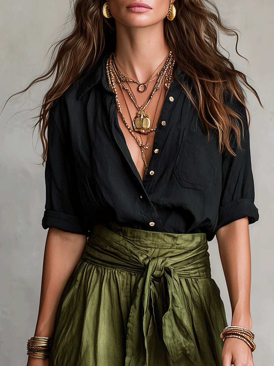 Conjunto fluido con lazada