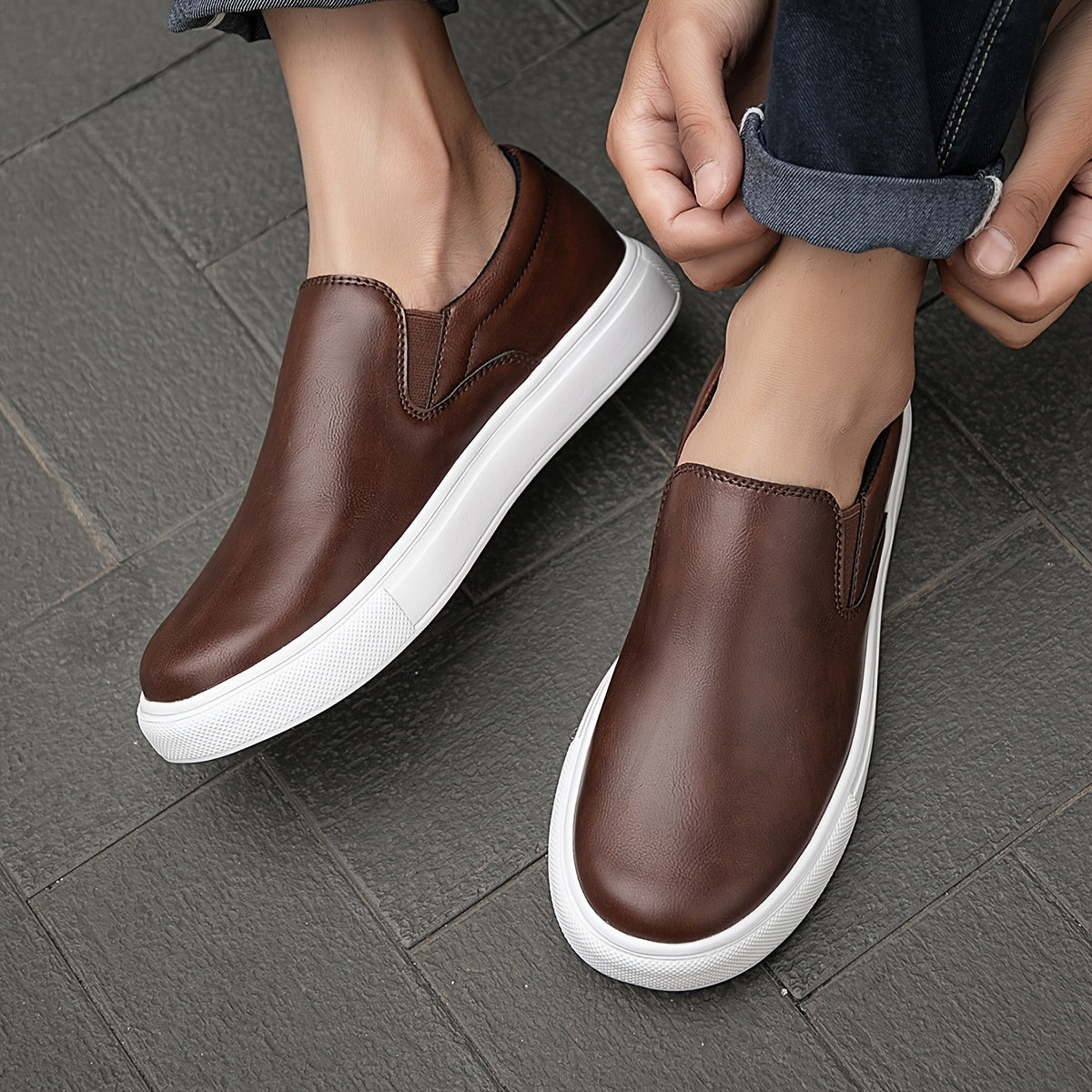 Zapatos casuales de cuero sin cordones