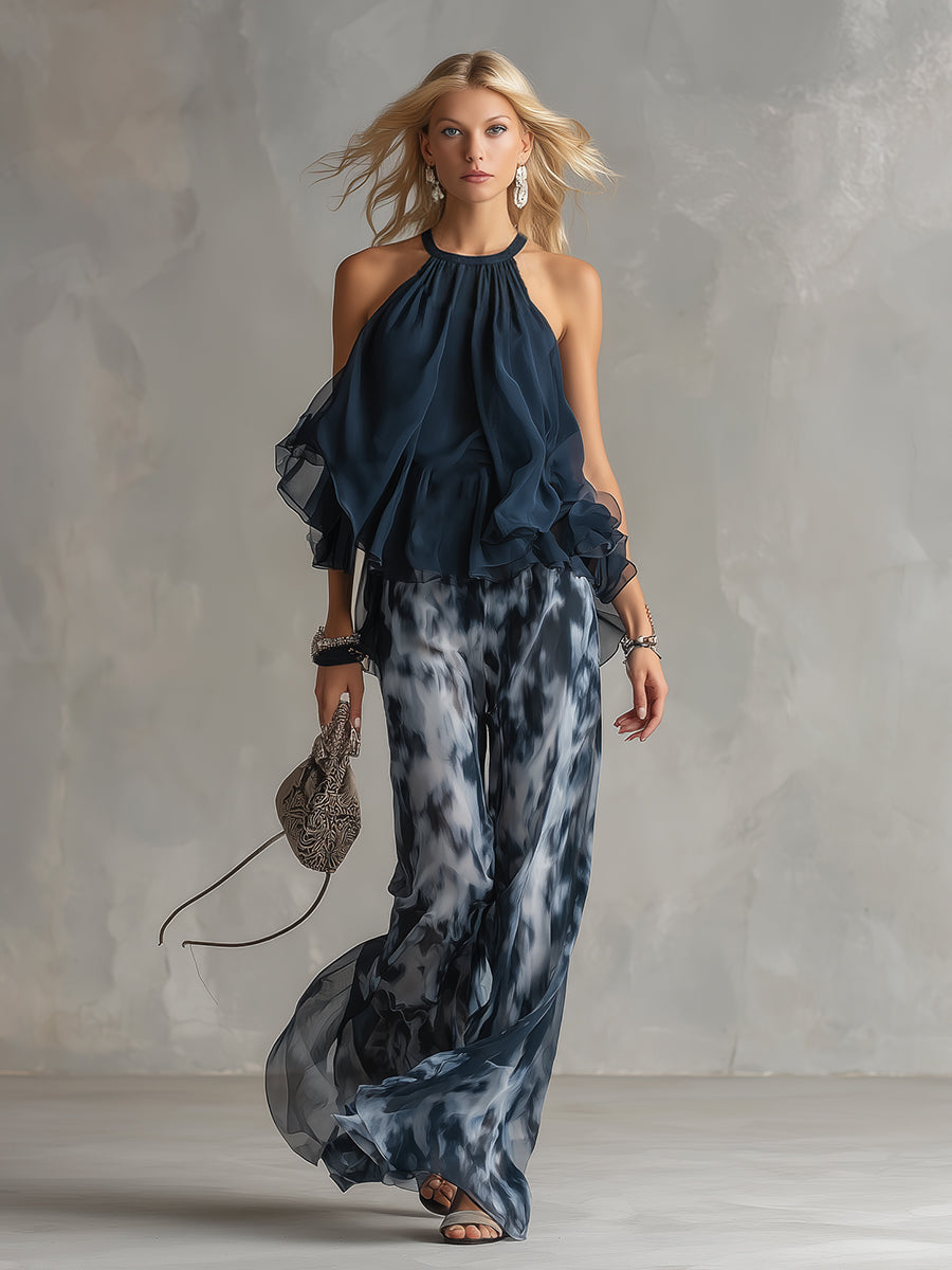 Conjunto elegante de tela ligera con caída fluida
