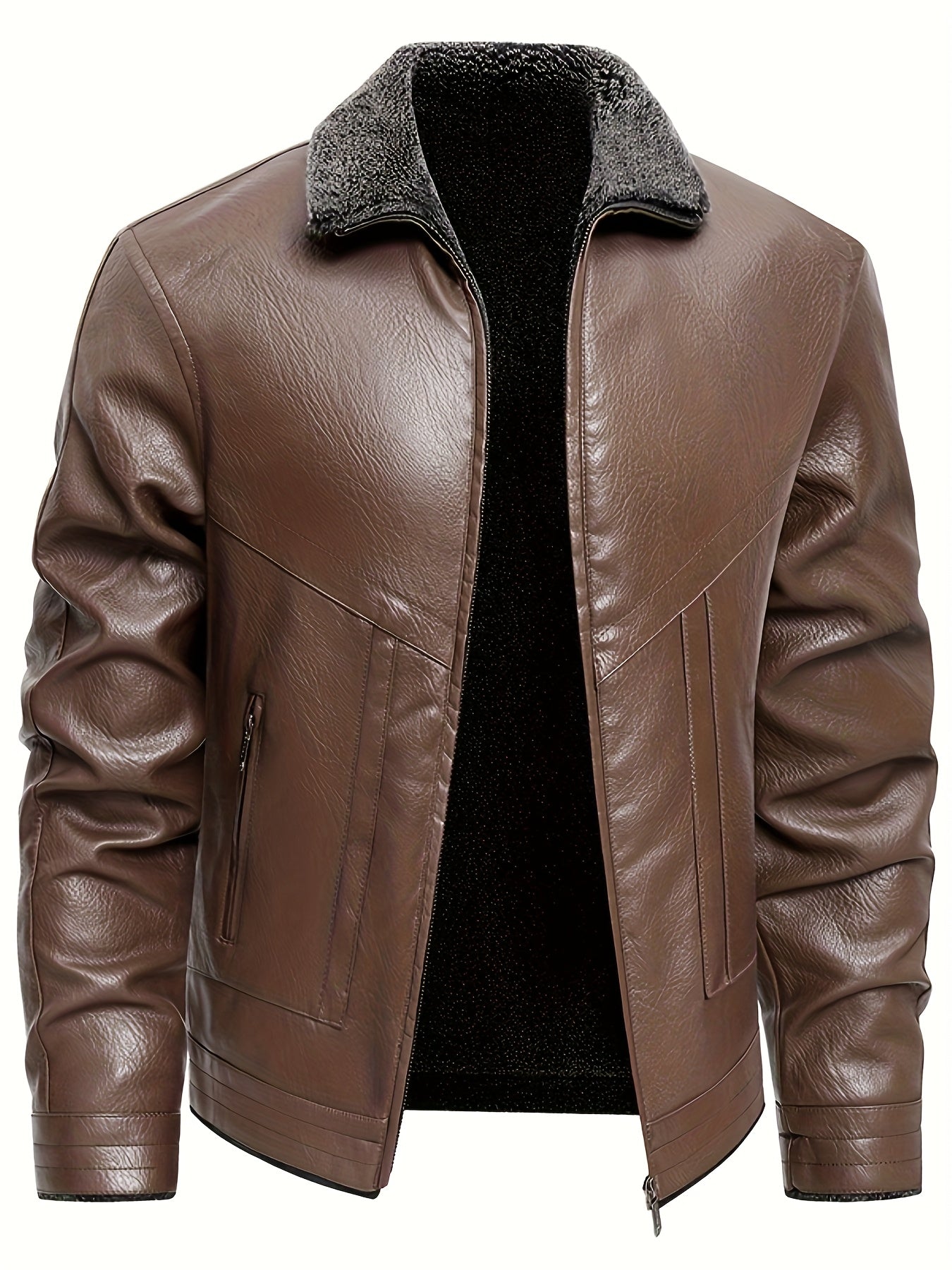 Elegante chaqueta de piel con forro polar