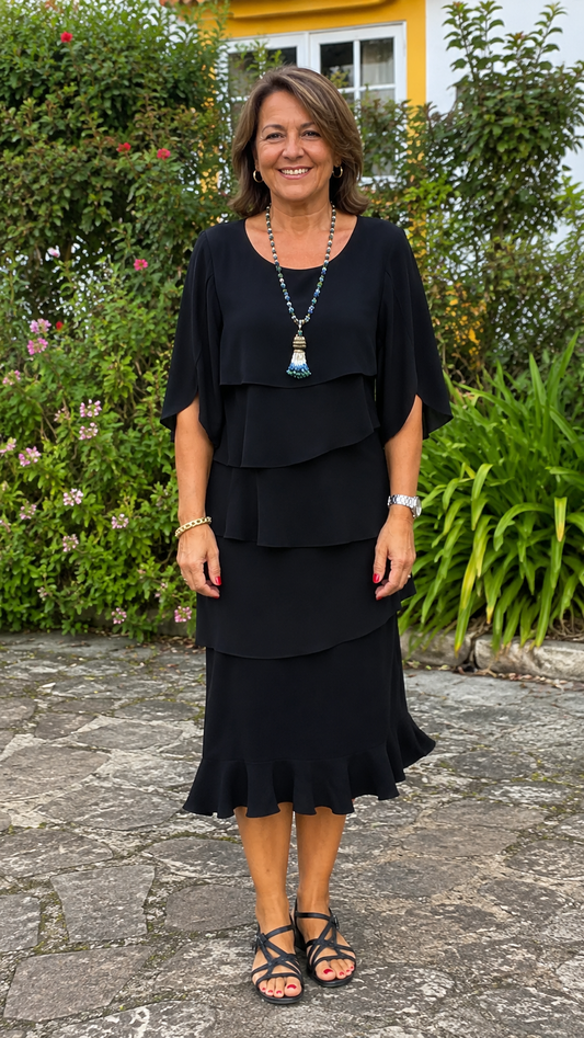 Sofía – Vestido Elegante y Fluido con Volantes