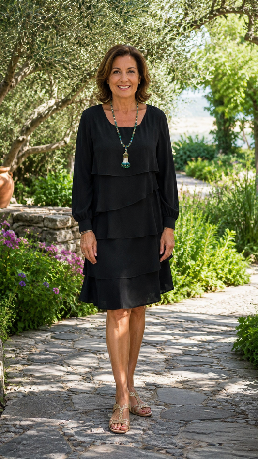 Teresa – Vestido Elegante y Fluido con Volantes